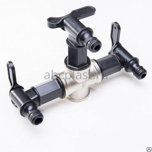 Разветвитель от втулки с дюймовой резьбой G3/4" к 3 кранам DN15 Hozelock